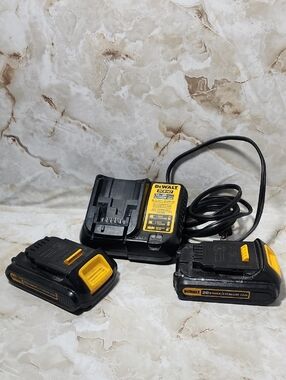 DEWALT 20V MAX Lithium-Ion Charger and Two 20V Batteries - Black/Yellow